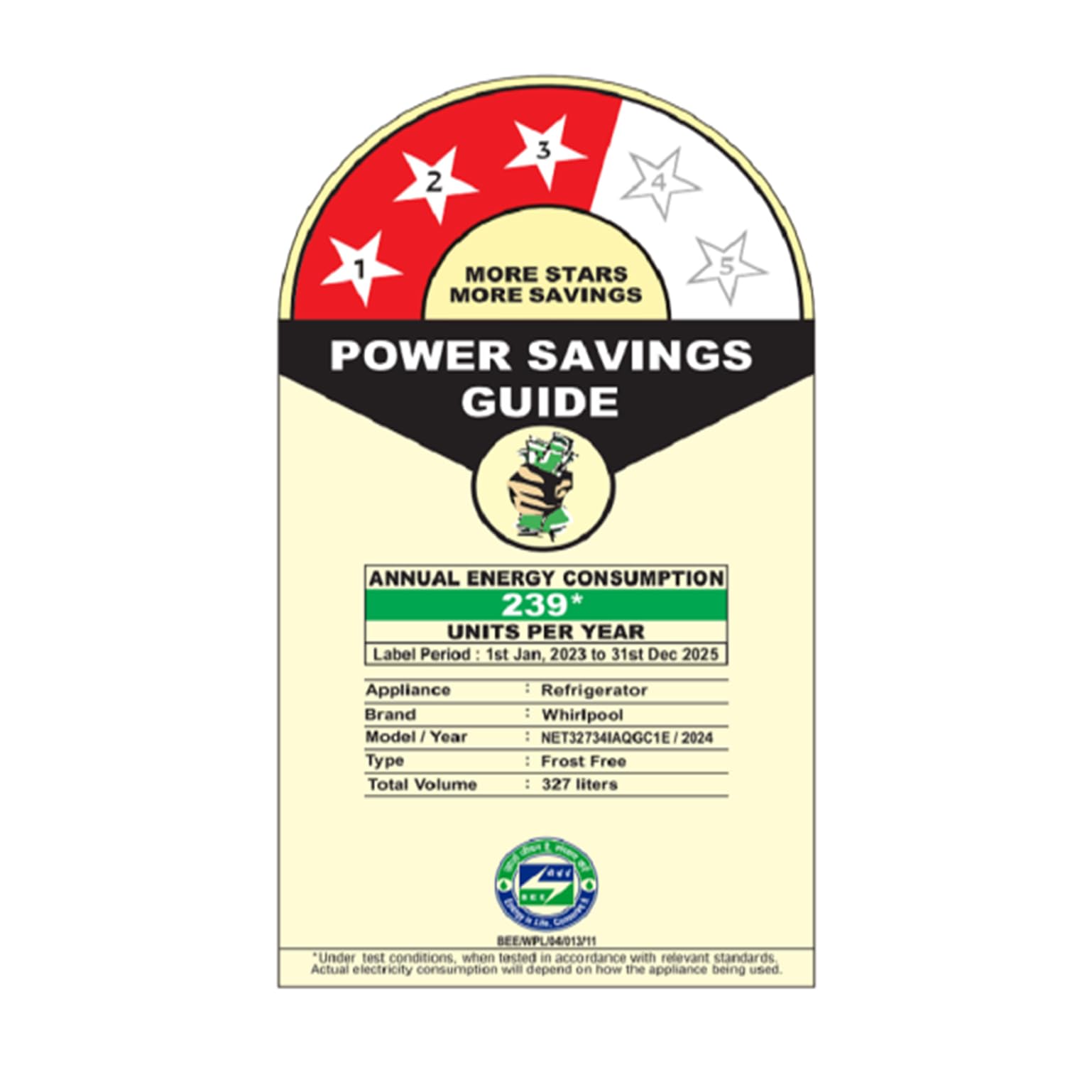 Whirlpool 327 L 3 Star Convertible Frost Free inverter Double Door Refrigerator (IF INV 375 ILLUSIA STEEL(3S) CONV-TL)