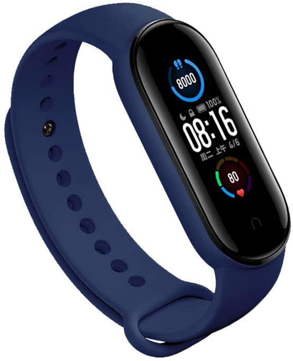 Sounce Adjustable Xiaomi Mi Band 5 & Mi Band 6 Watch Strap Silicone Adjustable Men Women- Set of 5