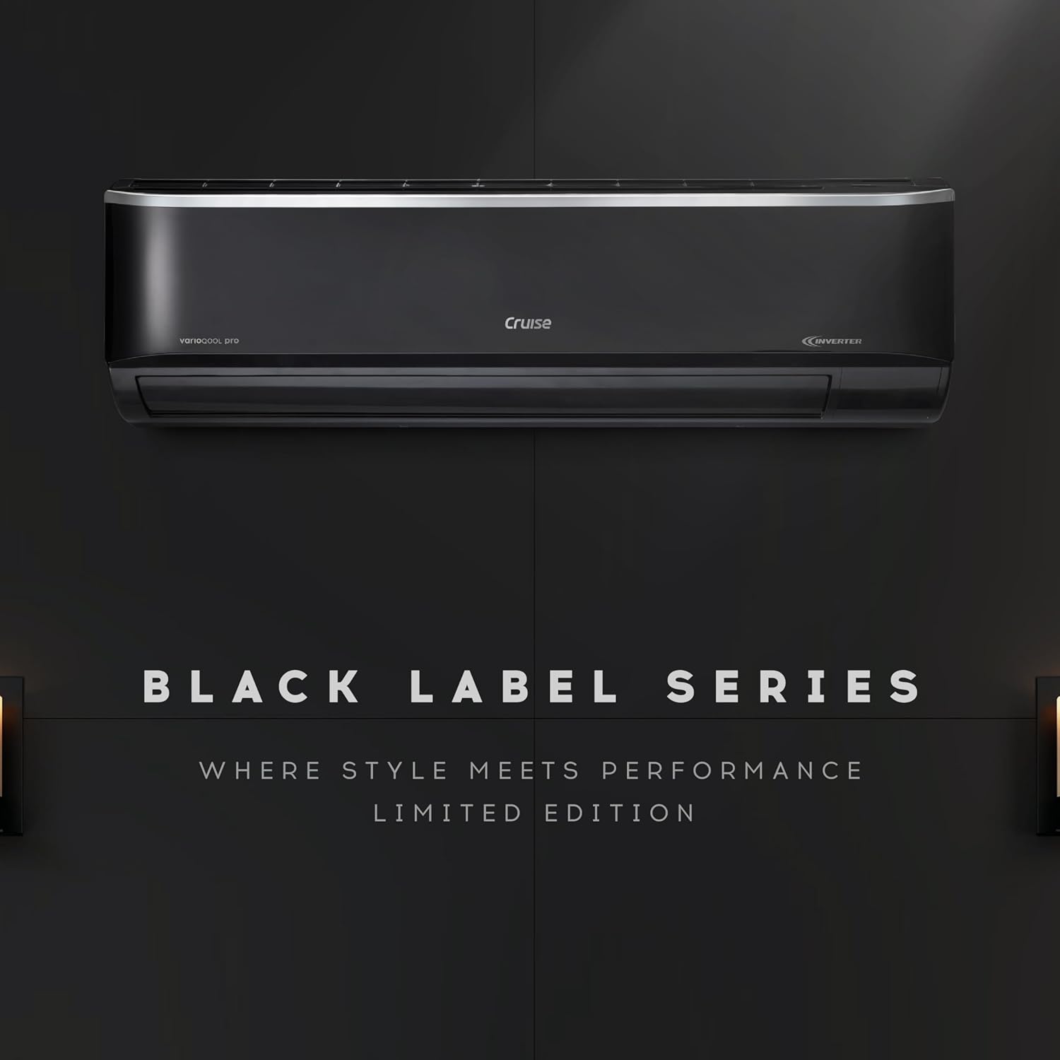 Cruise Limited Edition 1.5 Ton 3 Star Black Inverter Split AC (5200W, Copper, Heavy Duty, 4-in-1 Convertible Cooling, 4-Way Swing, PM 2.5 Filter, Anti-Rust Tech, CWCVBL-VP3F183BL, Piano Black)
