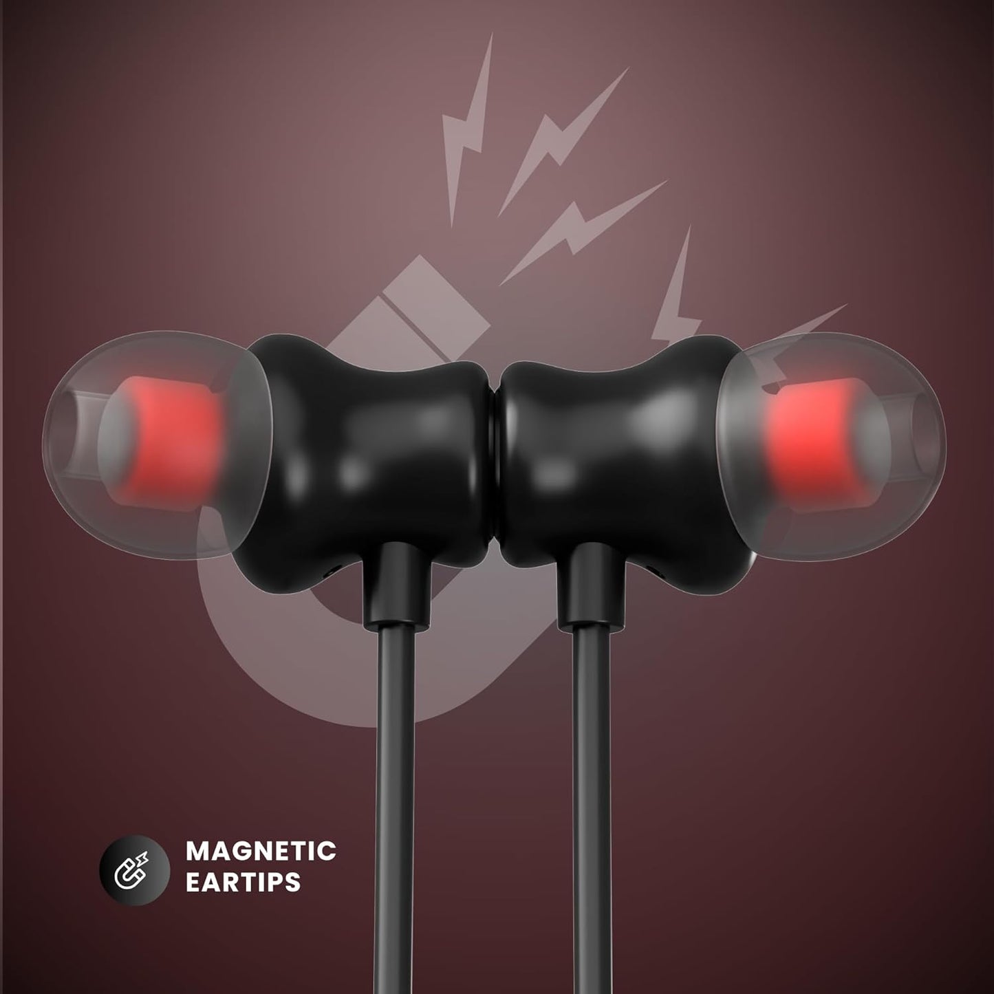 OOGE Tune 15 Wireless Neckband (Black) Bluetooth 5.3, Type-C Fast Charging, 2500h Standby, Magnetic Earbuds, Deep Bass Audio, Lightweight & Comfortable Fit, Sweatproof in-Ear Headphones