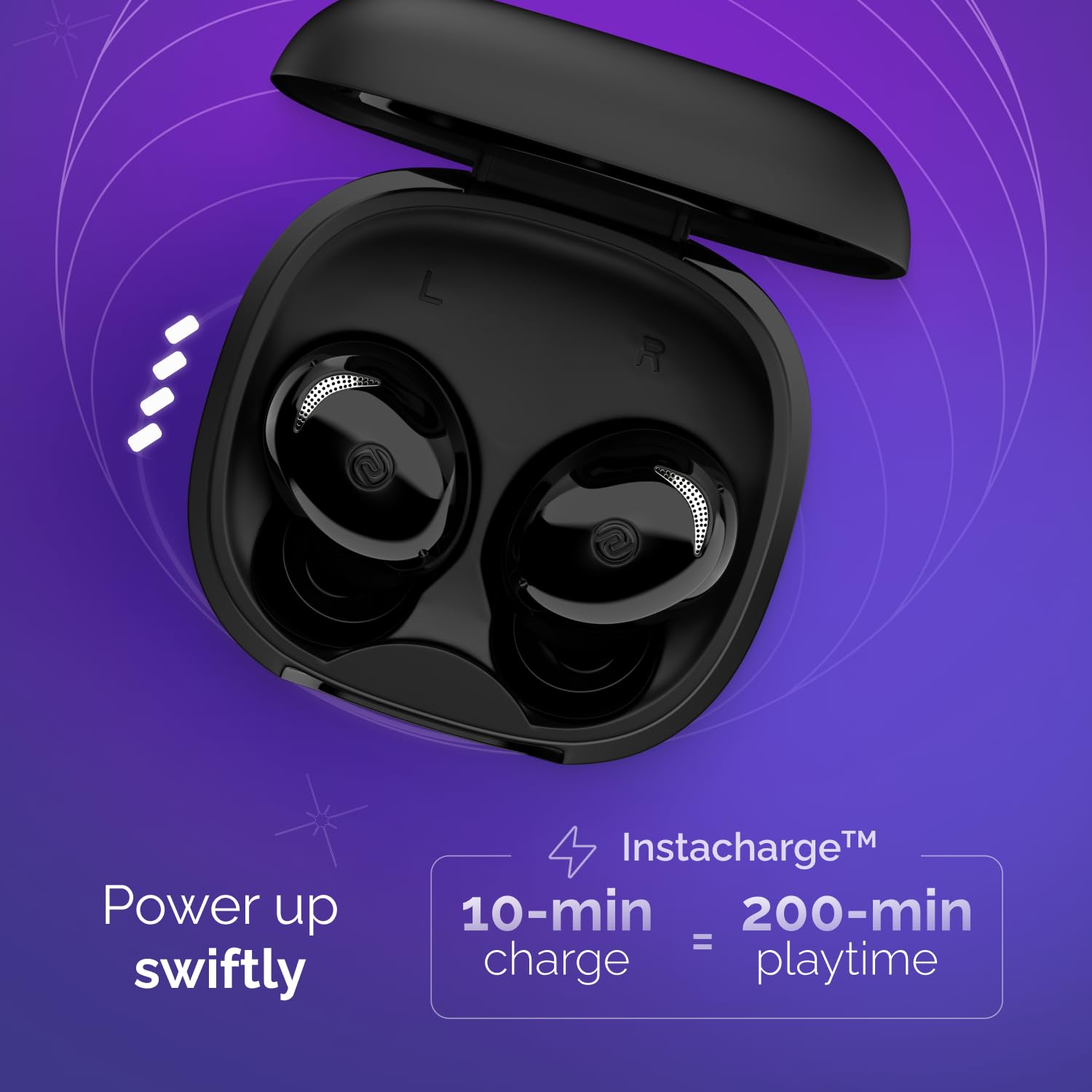 Noise Buds Trance in-Ear Truly Wireless Earbuds with 45H of Playtime, Low Latency(up to 40 ms), Instacharge(10 min=200 min), BT v5.3(Jet Black)