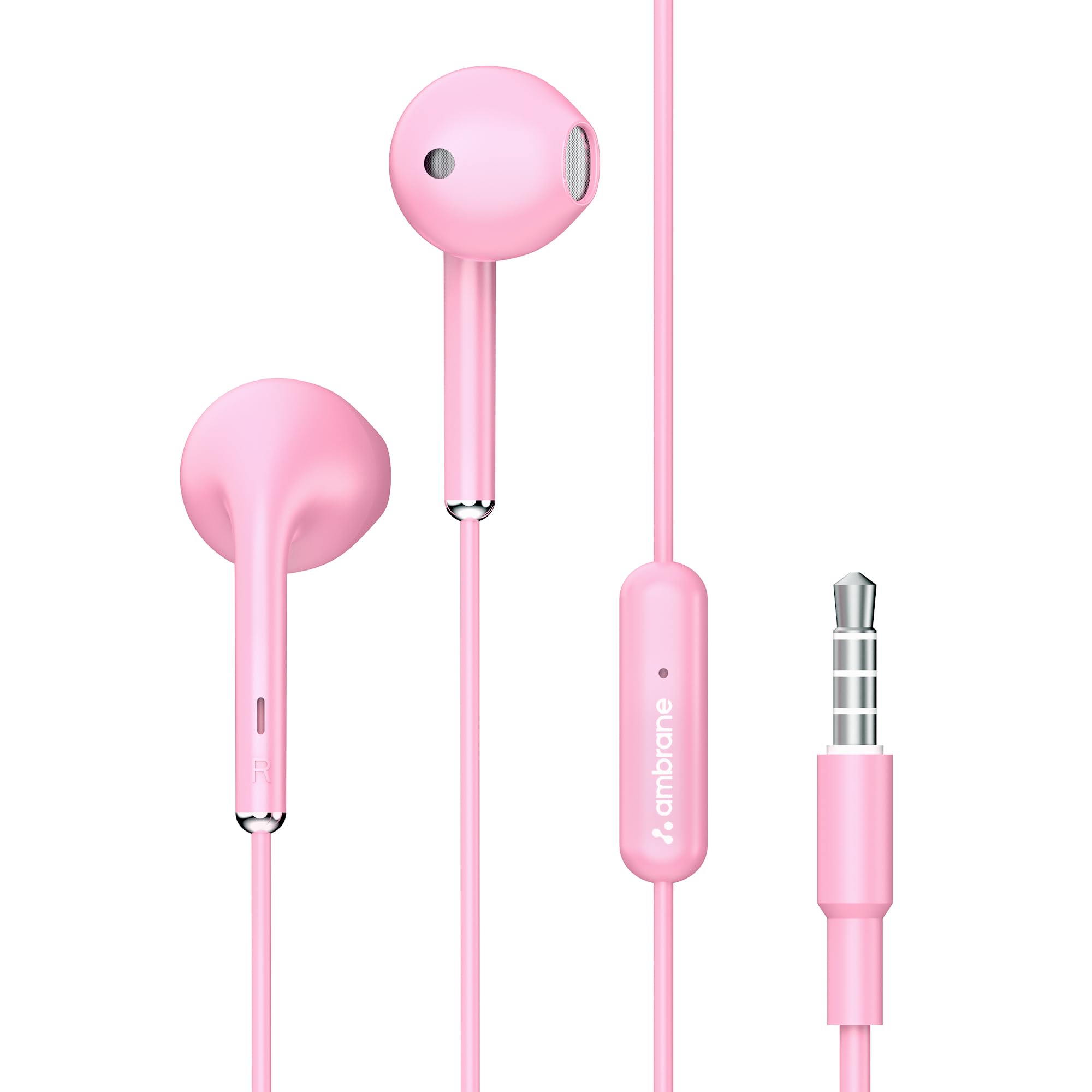 Ambrane Wired Earphones with Mic | 3.5mm Audio Jack | 14mm Driver for HD Sound & Deep Bass | Tangle-Free 1.2m Cable | In Ear Comfort Fit | Compatible with Mobiles, Tablets, Laptops, PCs (EP-83 Orange)