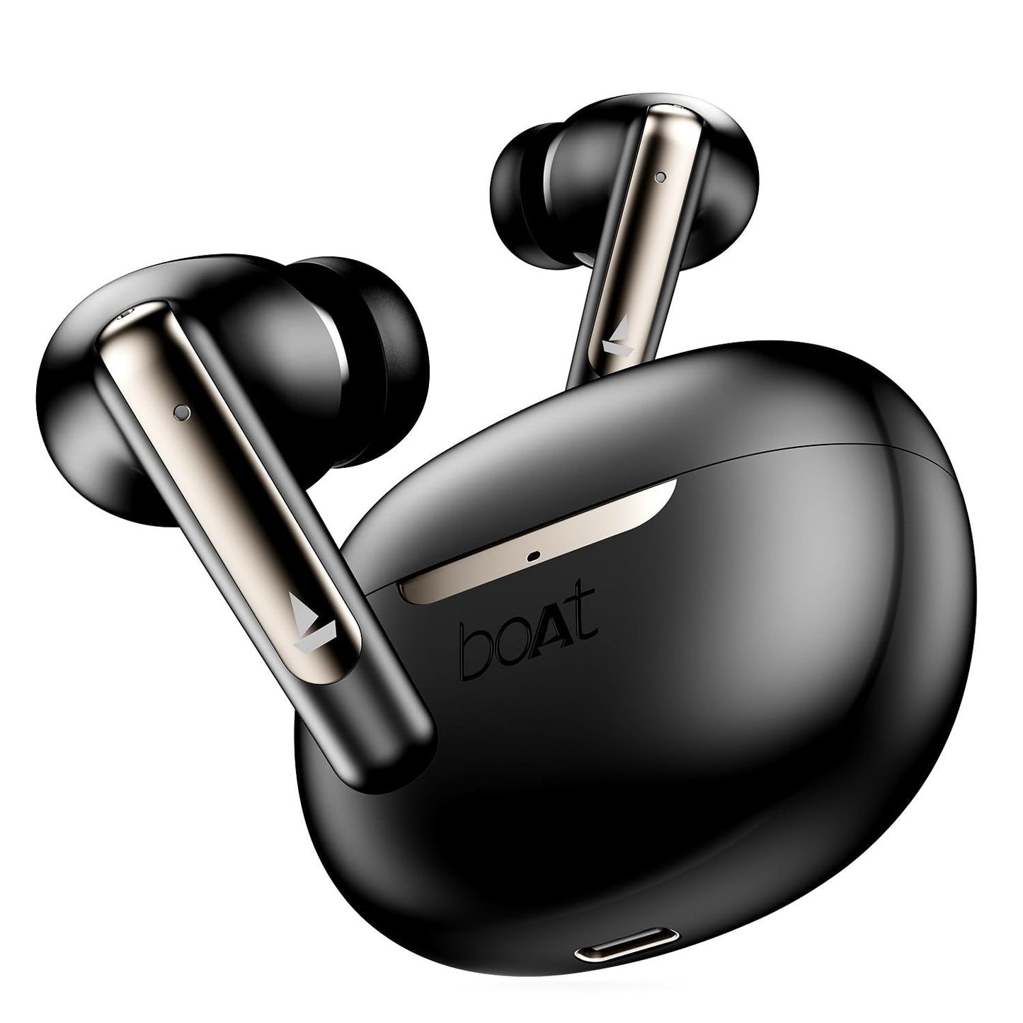 boAt Airdopes 141 Pro Buds, 13mm Drivers, Metallic Finish, 60HRS Battery, 4Mics ENx, Fast Charge, IPX5, v5.3 Bluetooth TWS in Ear Earbuds Wireless Earphones with mic (Obsidian Black)