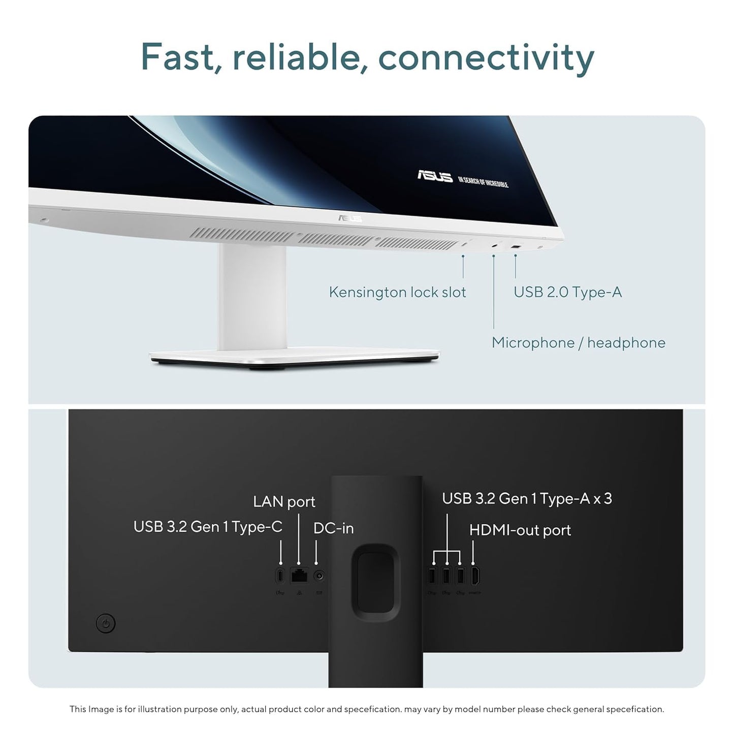 ASUS AiO V470,13th Gen Intel Core i3-1315U, 27" FHD,100Hz,All-in-One PC(16GB RAM/512GB SSD/Windows 11/Office 24/Retractable Camera/Wireless Keyboard & Mouse/M365 Basic (1Year)*) V470VAB-KWPE002WS