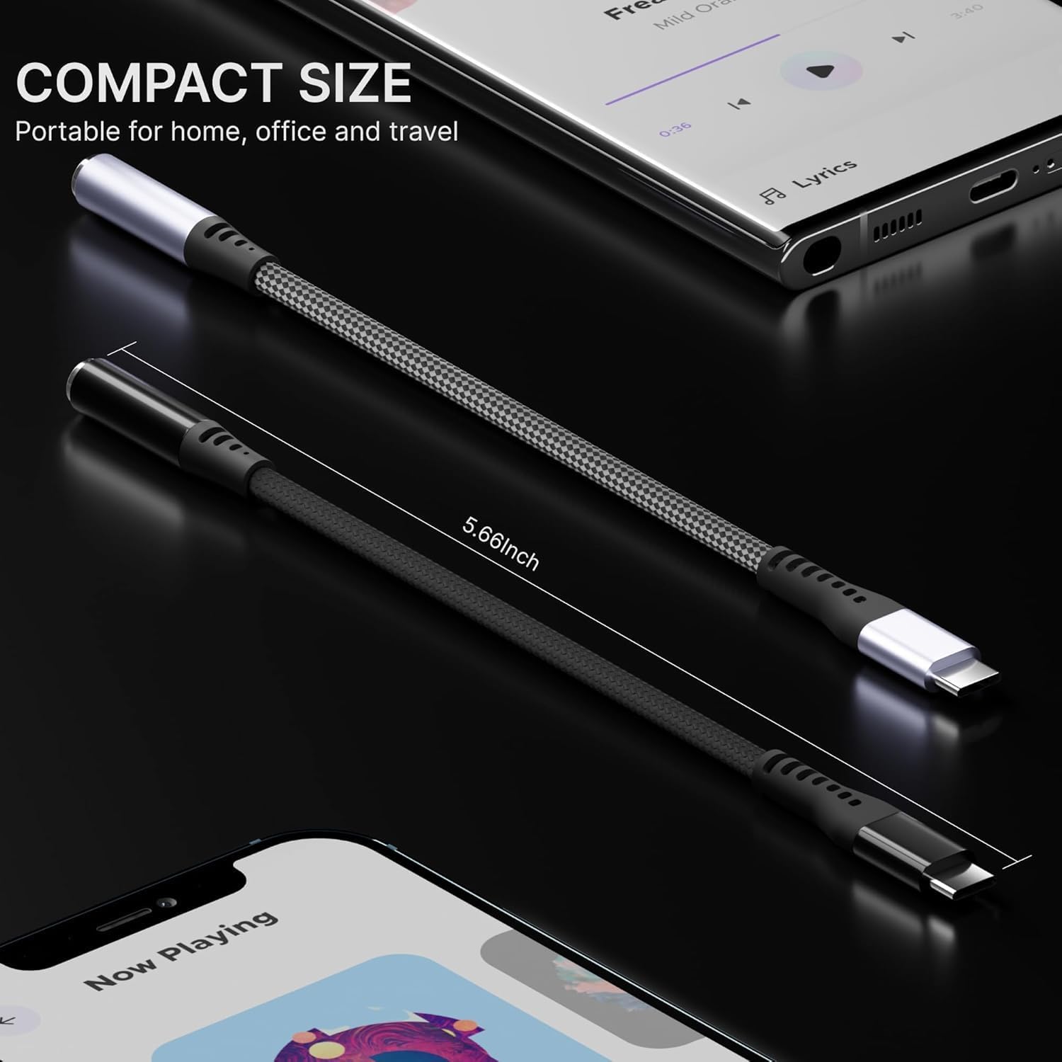 Basesailor Type-C to 3.5mm Audio Jack Connector/Adapter [5 Years Warranty*] with DAC Compatible for iPhone 15/16 Series/Samsung/OnePlus/Google Pixel/Nothing & Other Type C Phones -Headphones Converter