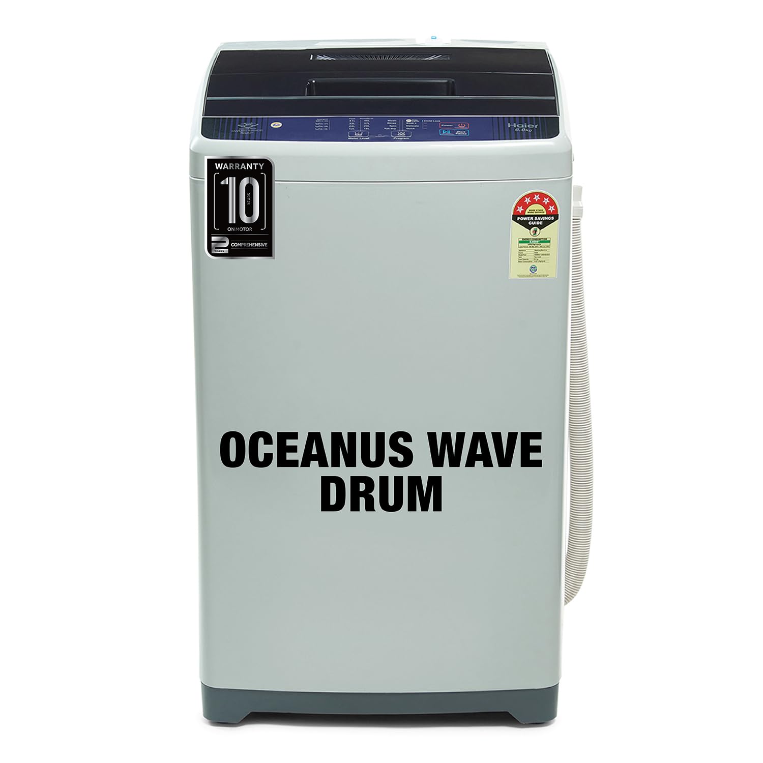 Haier 10.5 kg 5 Star Inbuilt Butterfly heater, Oceanus Wave Drum Washing Machine Fully Automatic Top Load (HWM105-H688BK,Black)