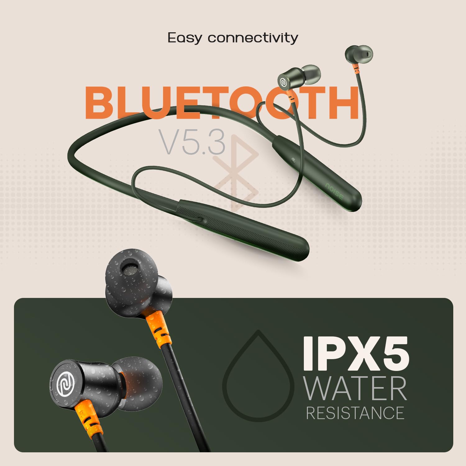 Noise Newly Launched Airwave Bluetooth in Ear Neckband with 50H of Playtime, 3 EQ Modes, ENC for Calling, Low Latency(Upto 50ms), 10mm Driver, BT v5.3(Jet Black)
