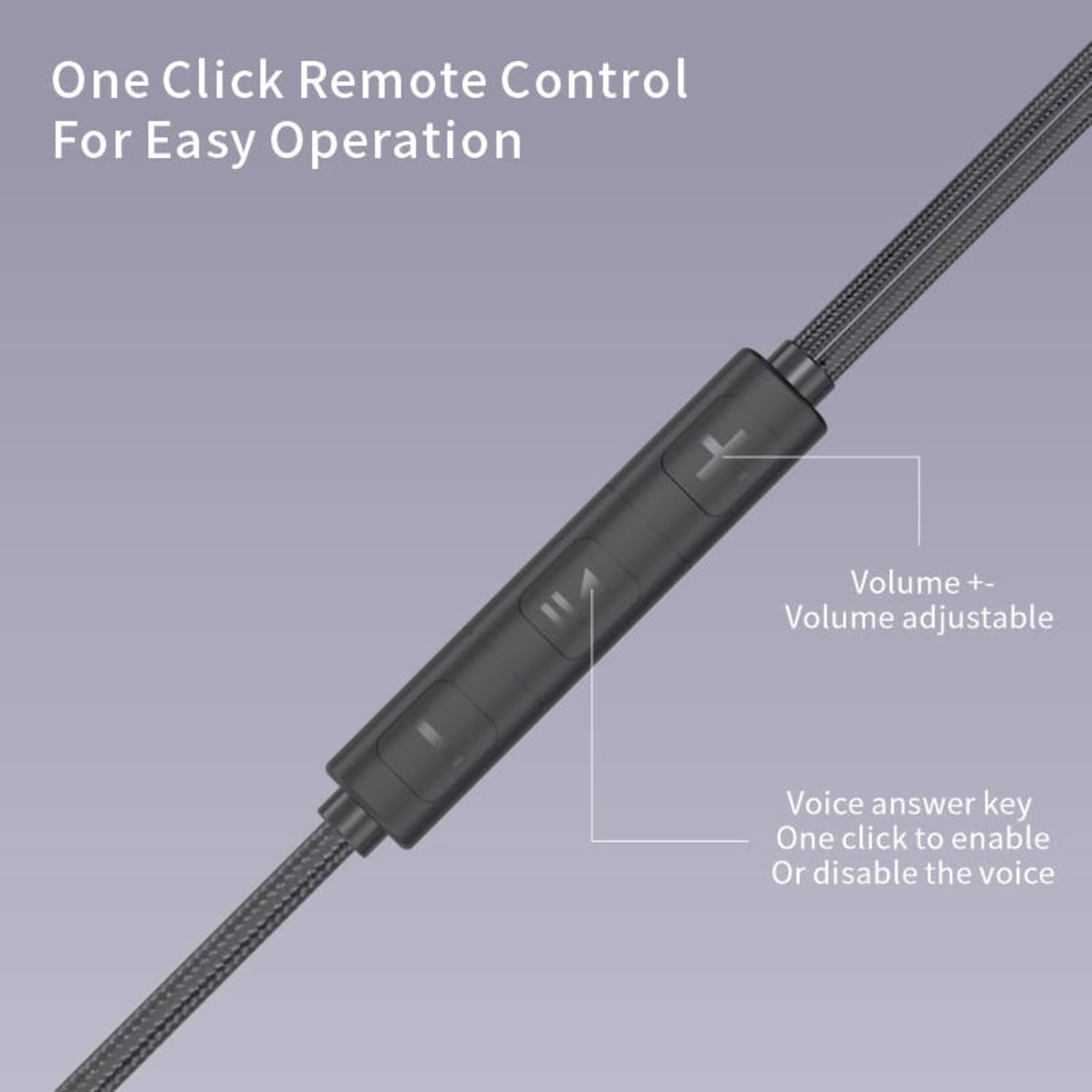 VEROX Nylon Braided Type C Wired Earphone with Inline Control Mic and Volume Control Anti Tangle Wire Compatible with Type-C Devices- Black