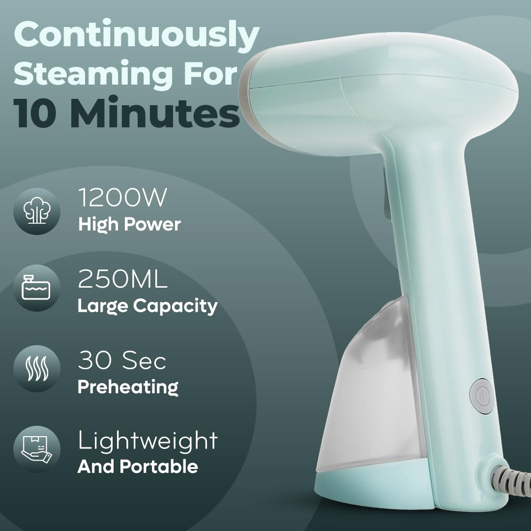 Goodscity handheld garment steamer for clothes, Vertical & Horizontal Steam iron for clothes, 30s Fast heating,1200 Watt Portable Steam press,250ml tank, Glove, Measuring cup & Brush,1 year Waranty