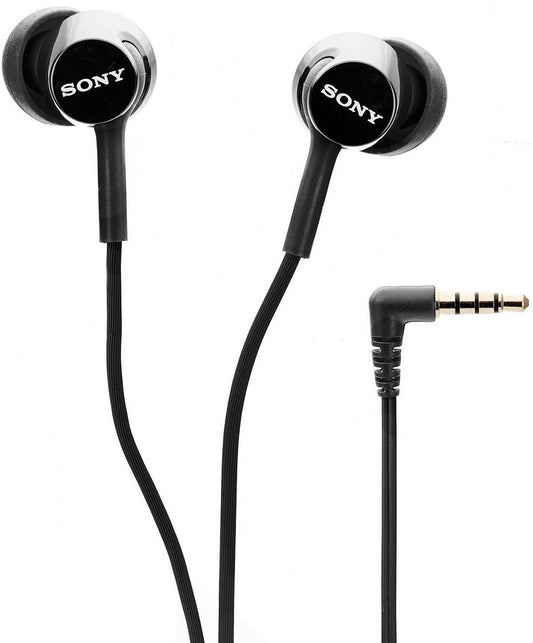 Sony MDR-EX155AP Wired in Ear Headphones with Tangle Free Cable, 3.5mm Jack, Headset with Mic for Phone Calls and 1 Year Warranty - (Black)