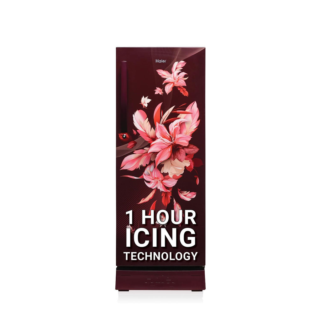 Haier 205 L, 5 Star, Direct-Cool Single Door Refrigerator with Base Stand (HED-215MRB-N, Marine Rose, Base Stand Drawer)