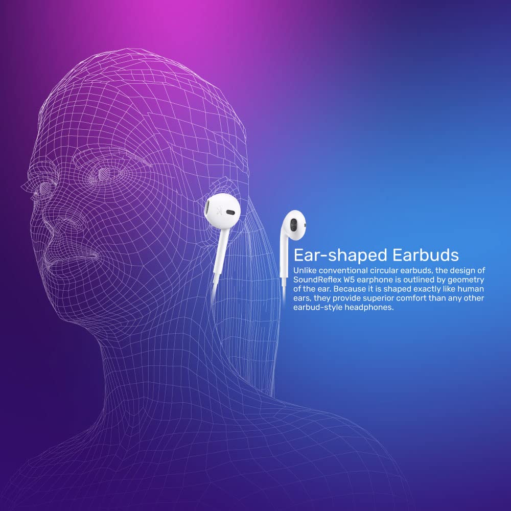 FINGERS SoundReflex W5 Wired Earphones (Powerful Bass, Sturdy Cable and in-Built Mic) (White)