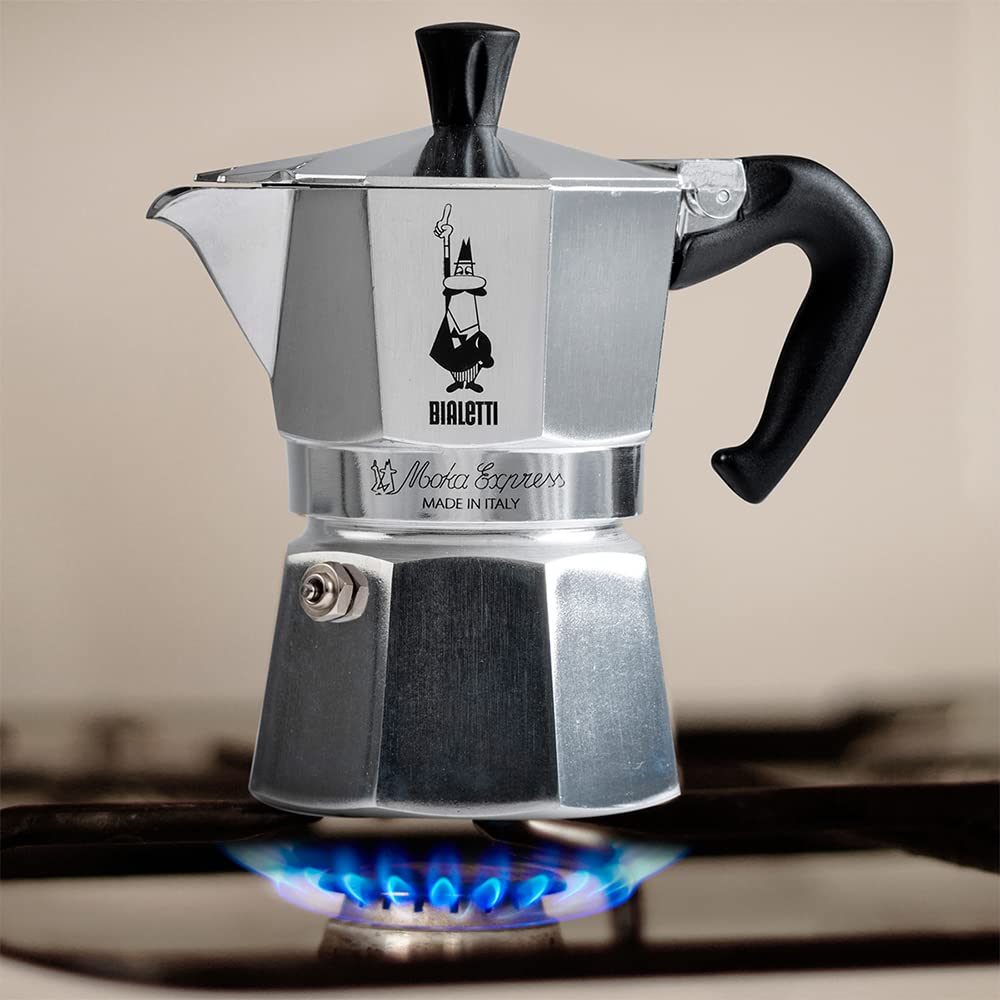 Bialetti Moka Express 3 Cup Espresso Maker: Italian Made; Moka Pot/Percolator/Coffee Maker/Mocha Pot for an Authentic Italian Coffee-06799