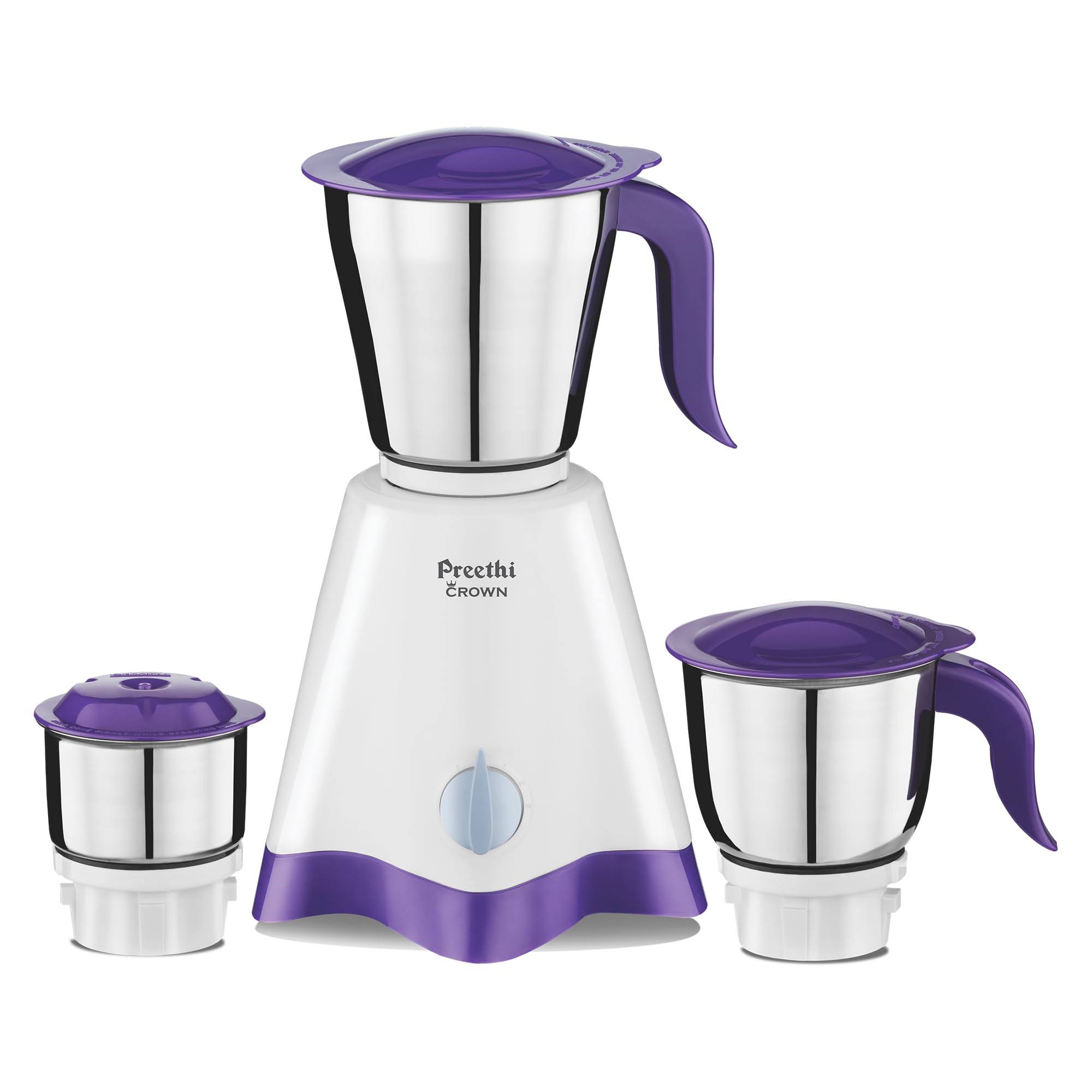 Preethi Tiara Mixer Grinder for Kitchen | 500 Watt Mixie | 3 Stainless Steel Jars (0.3L, 0.7L and 1.2L) | Grey & Black