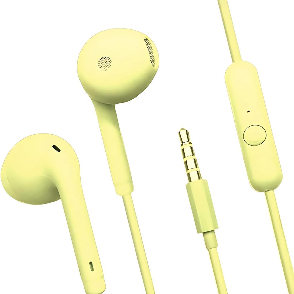 GEARZTOUCH iBlast Wired inEar Earphone with in-line Mic for Clear Calling, 14mm Dynamic Drivers for BoostedBass, 3.5mm Jack, Stylish & Lightweight Compatible with All Smartphones/Tablets- LightYellow