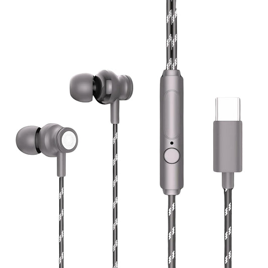 GEARZTOUCH Oasis inEar TypeC Earphone, in-Line Volume Controller & Powerful HD Mic, Clear Sound, Noise Isolation Compatible with Oneplus, Samsung, Oppo,Vivo,Redmi Having only TypeC Port- Grey