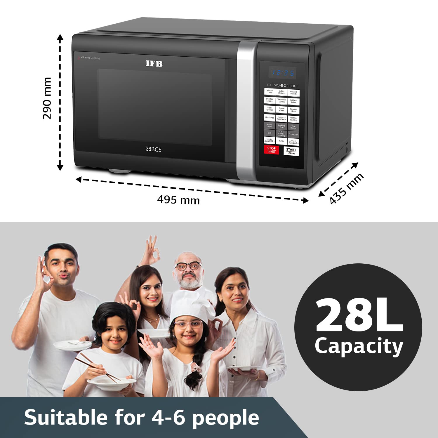 IFB 28 L Convection Microwave Oven (28BC5, Black)