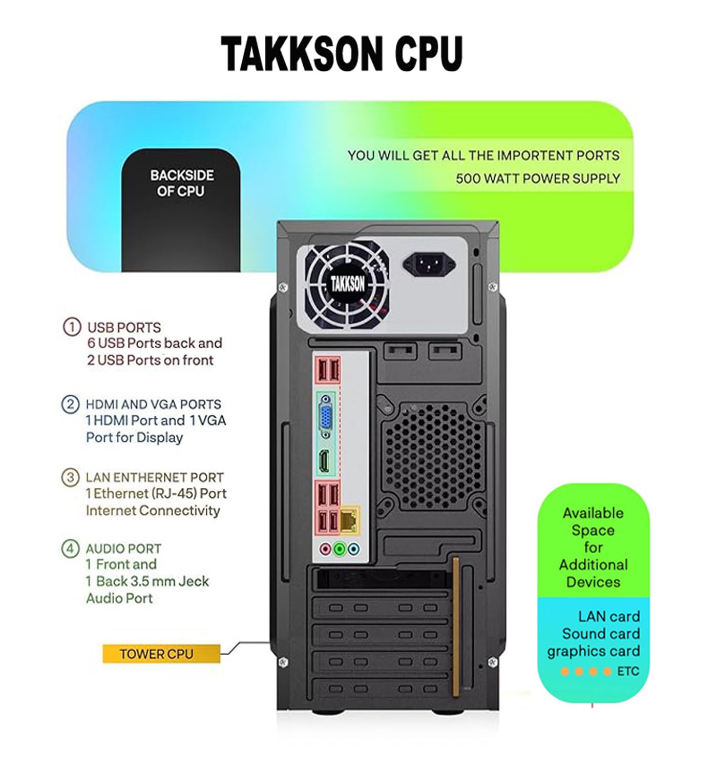 TAKKSON Computer Desktop PC (Core i5-4570 Processor || 16 GB Ram || 512 GB SSD || HD Graphics || HDMI || VGA || USB 3.0 || OS Win-11) Basic Software Installed.