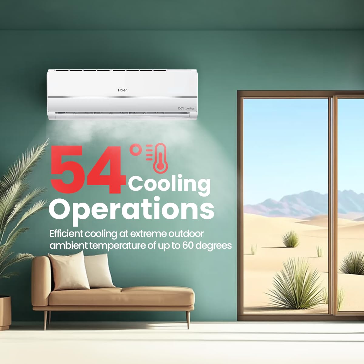 Haier 1.5 Ton 3 Star Twin Inverter Split AC (Copper, 5 in 1 Convertible, Anti Bacterial Filter, Cools at 54°C Temp, Long Air Throw - HSU17V-TMS3BN-INV, White)
