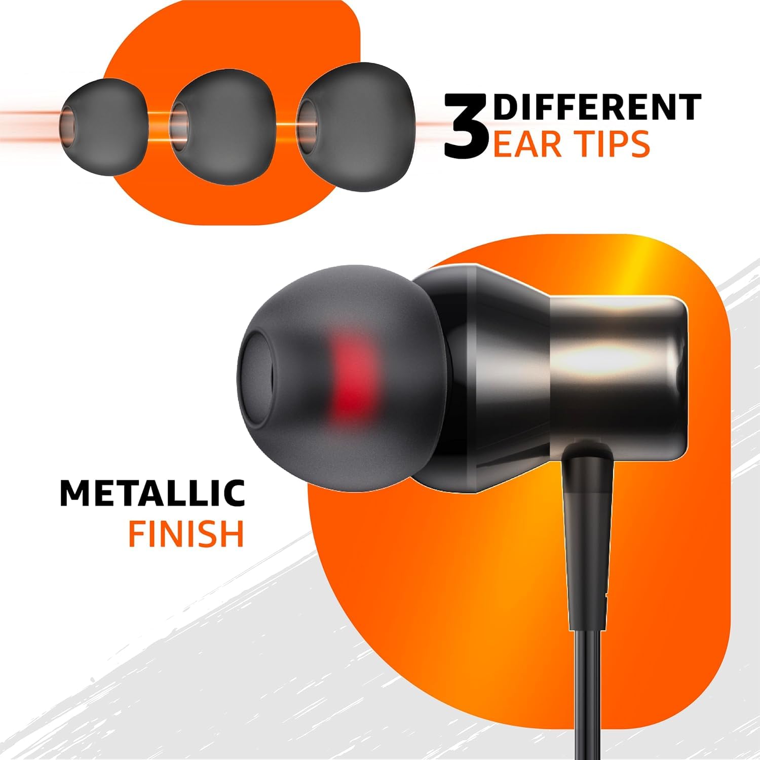 amazon basics EP2 in Ear Type C Wired Earphones with Mic, Tangle Free 1.18 Metre Cable, Metallic Design, 10mm Drivers, in Line Mic & Volume Controller (Black)