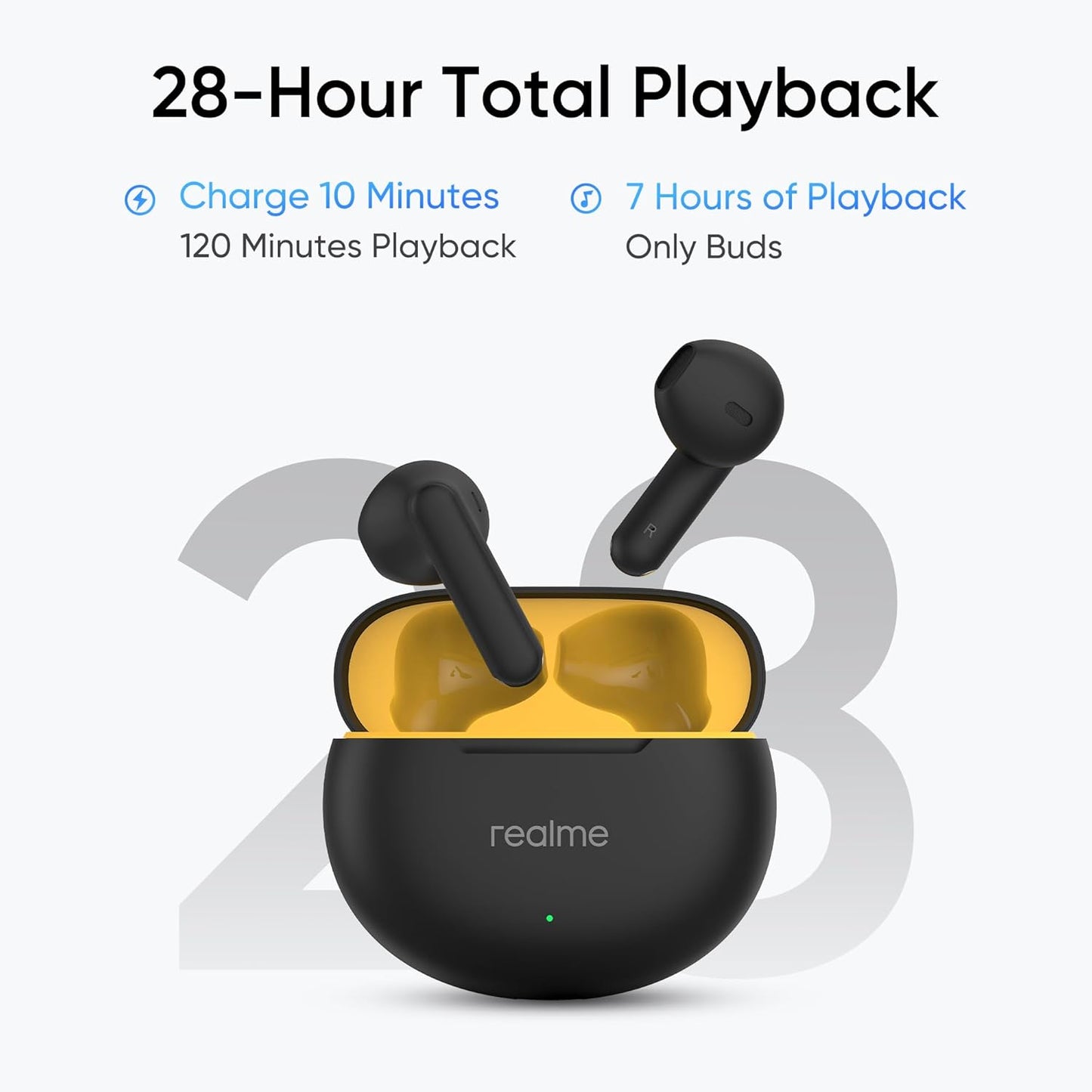 realme Buds T01 Truly Wireless in Ear Earbuds with AI ENC for Calls, 13mm Dynamic Driver, Upto 28Hrs Battery,88mm Latency,Bluetooth V5.4 & Google Fast Pair (Black)