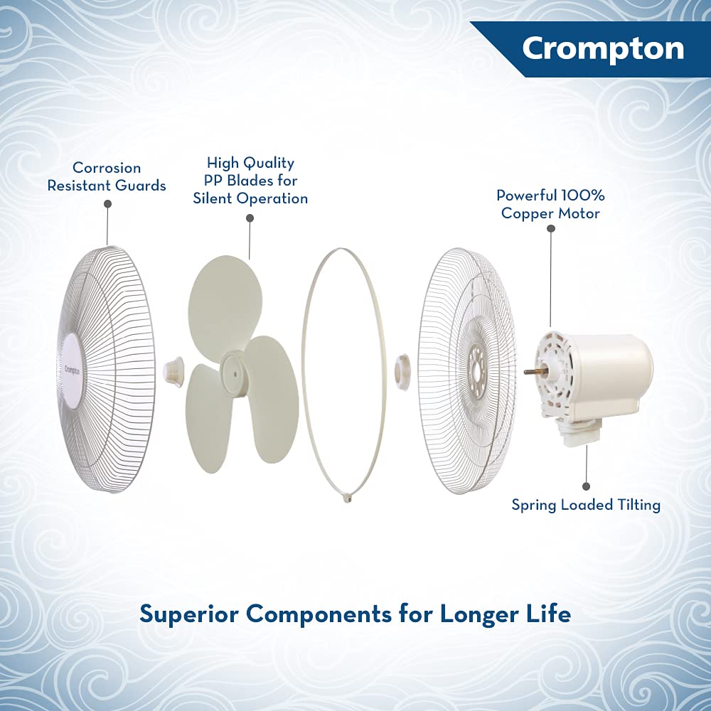 Crompton High Flo Waveplus wall mount fan-KD white