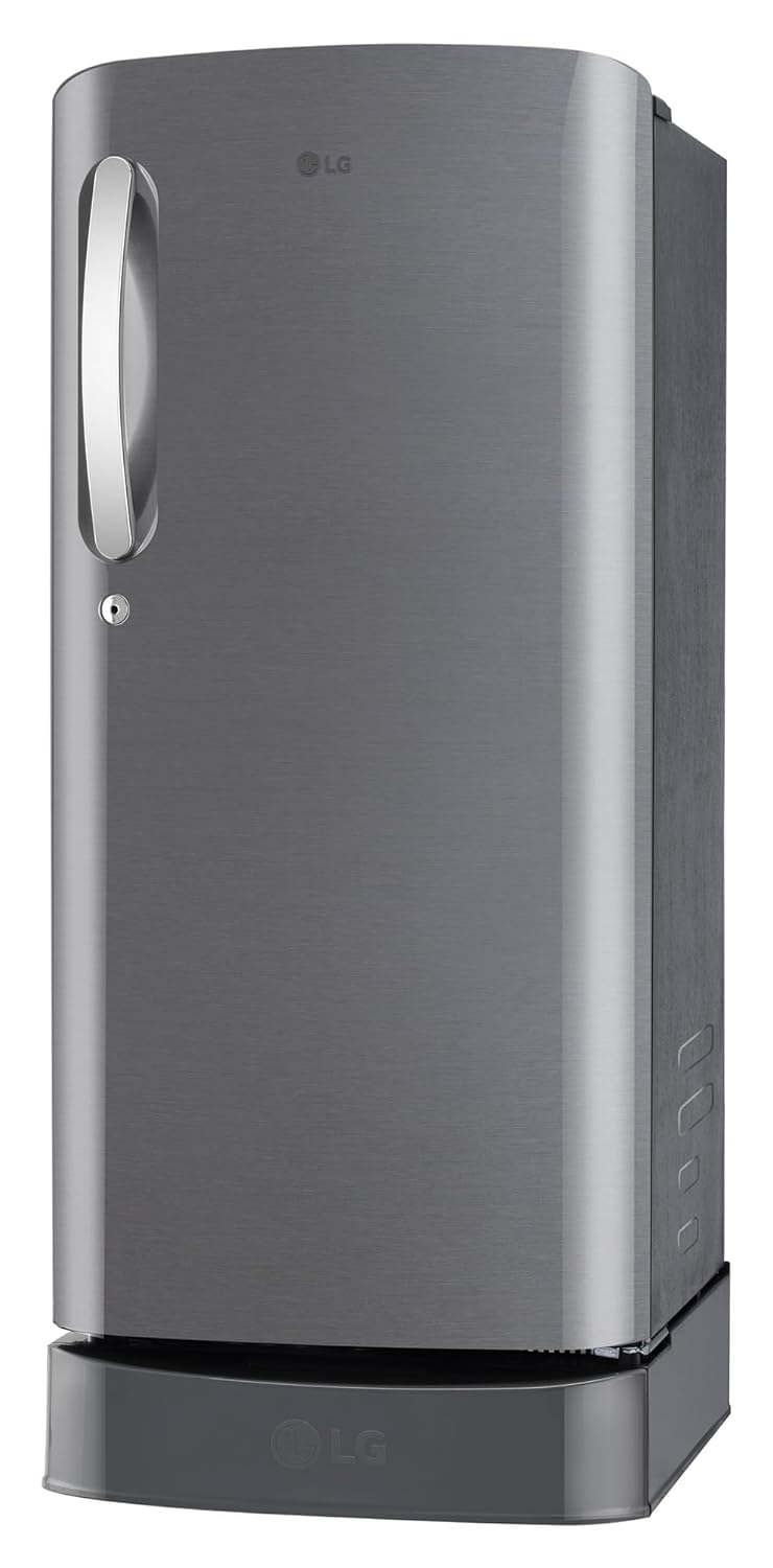 LG 185 L, 5 Star, Smart Inverter Compressor, Direct-Cool Single Door Refrigerator (GL-D201APZU.BPZZEBN, Shiny Steel, Base stand with drawer & Fast Ice Making)