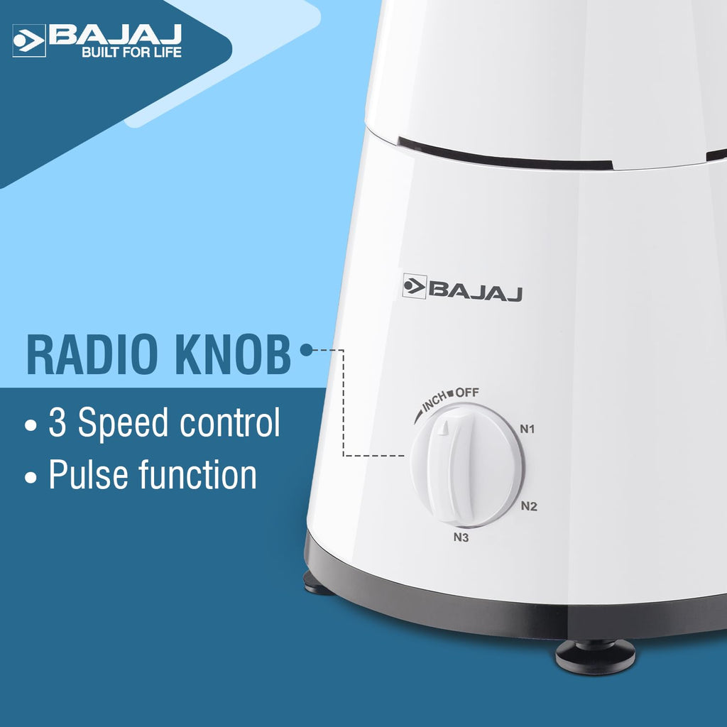 Bajaj 500 Watt GX-1 Mixer Grinder with 3 Jars- white