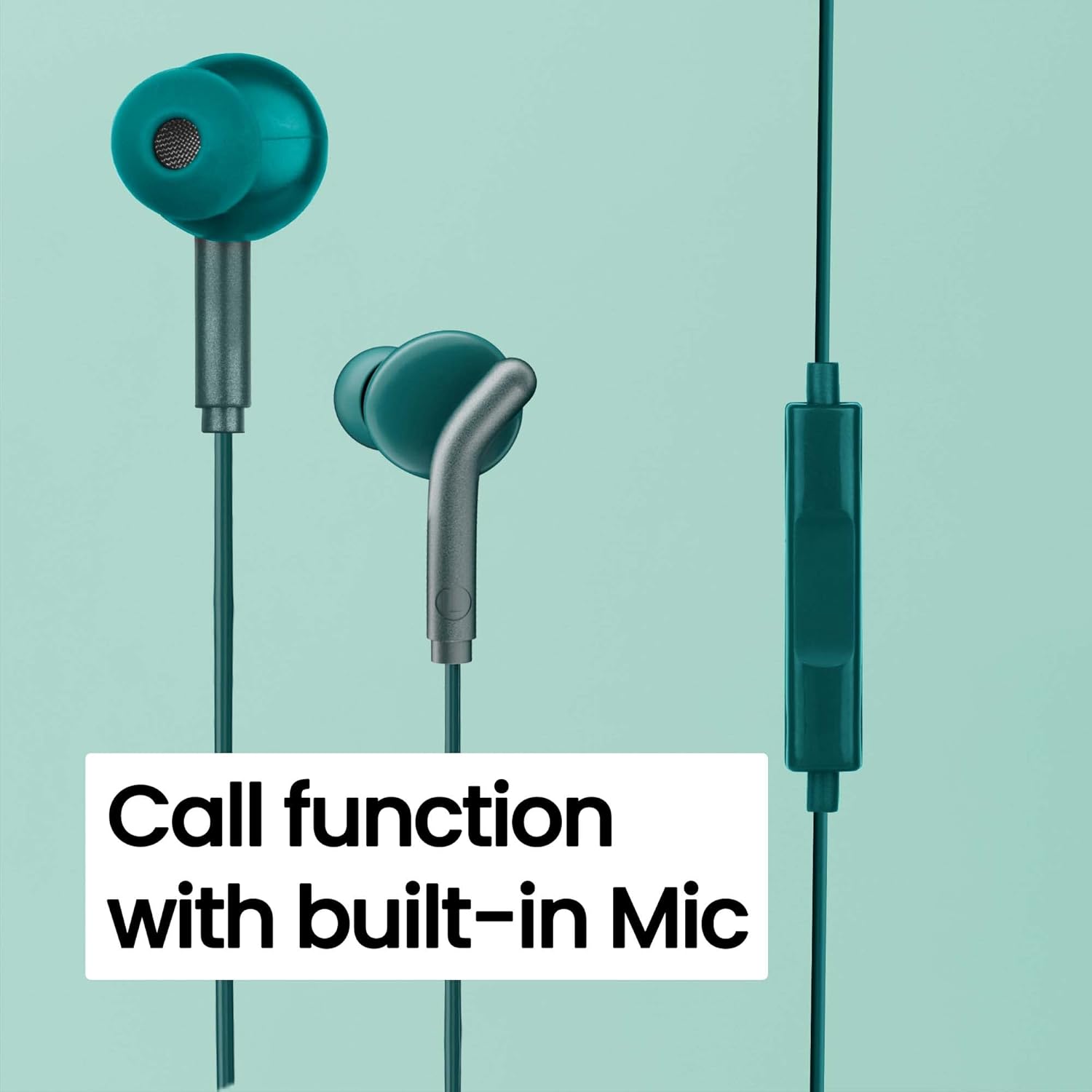 ZEBRONICS Bro in Ear Wired Earphones with Mic, 3.5mm Audio Jack, 10mm Drivers, Phone/Tablet Compatible (Green)