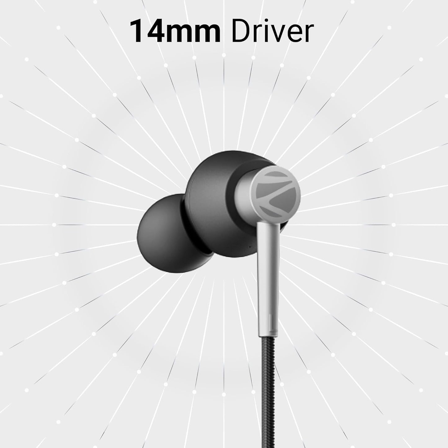 ZEBRONICS Buds 50C in Ear Type-C Earphone Wired Headphones with in-Line Mic, Metallic Design, Volume Control, 1.2M Cable, 14Mm Driver with Wired Connection