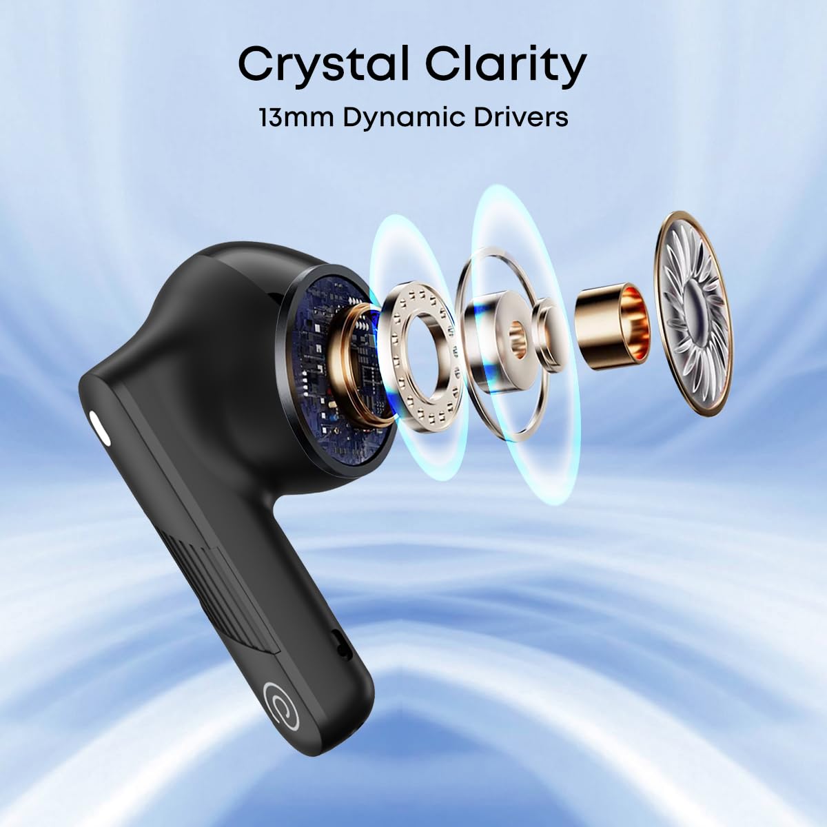 pTron Bassbuds Fury in-Ear TWS Earbuds with 13mm Drivers, 50Hrs Playtime, AI-ENC Clear Calls, Bluetooth V5.4 Wireless Headphones, Voice Assistant, Type C Charging & IPX5 Water Resistant (Black)