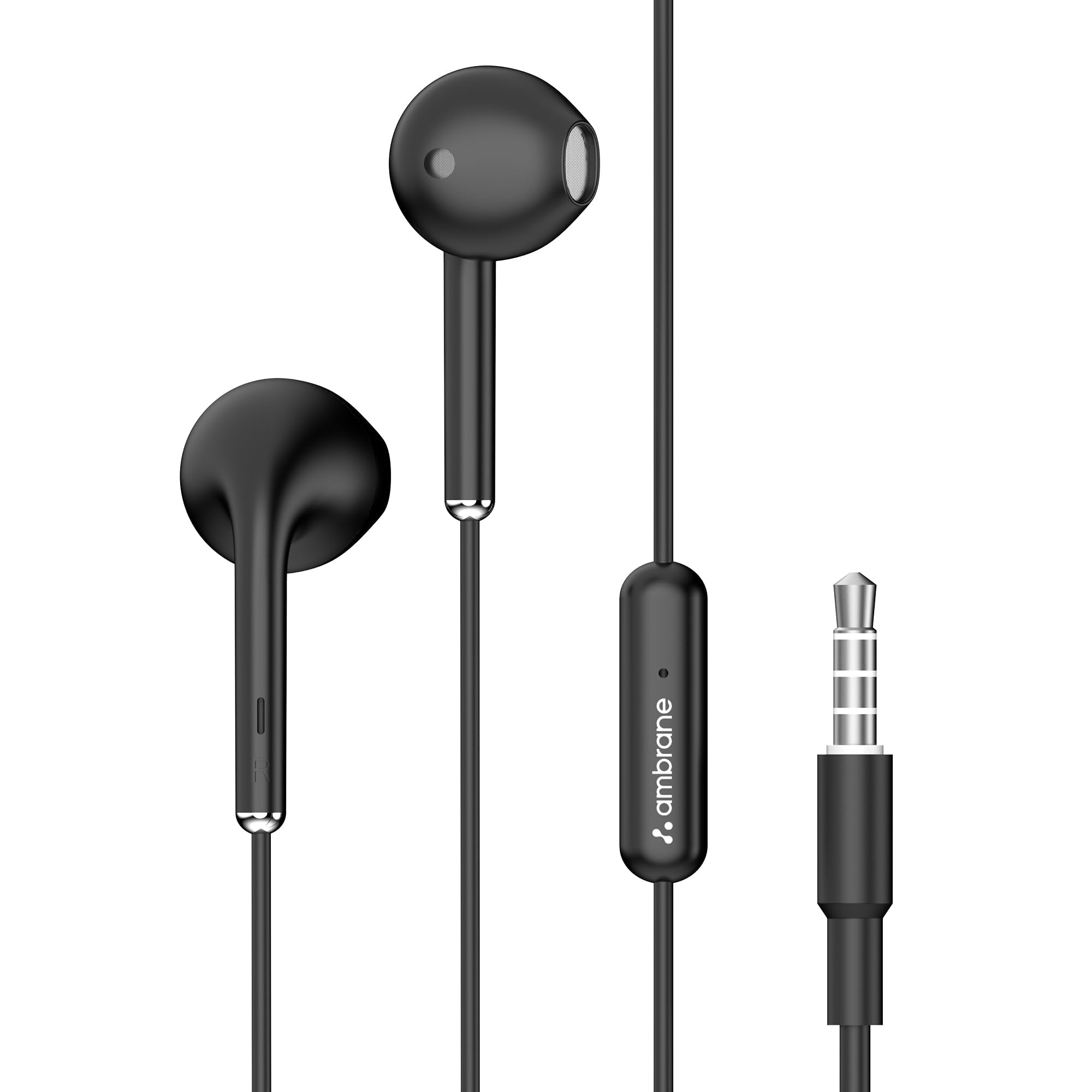 Ambrane Wired Earphones with Mic | 3.5mm Audio Jack | 14mm Driver for HD Sound & Deep Bass | Tangle-Free 1.2m Cable | In Ear Comfort Fit | Compatible with Mobiles, Tablets, Laptops, PCs (EP-83 Orange)