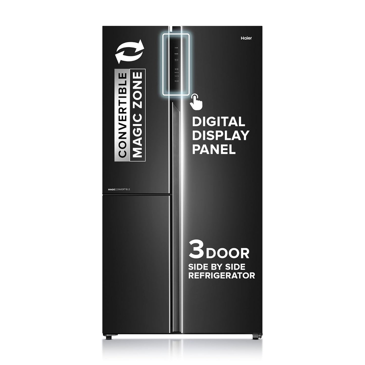 Haier 598L 3 Star 3-Door Side by Side Frost Free Refrigerator | Expert Inverter Technology | Digital Display Panel | Jumbo Ice Maker | Deo Fresh Technology (HRT-683GK, Graphite Black)
