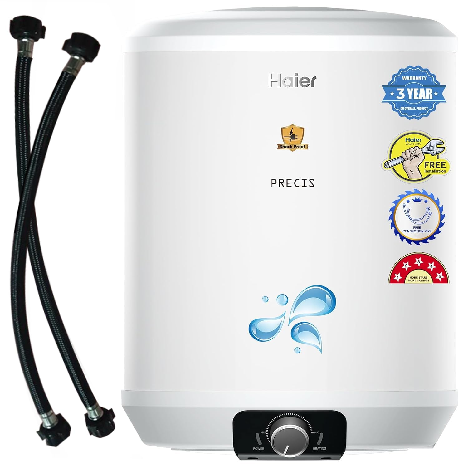 Haier Precis pro Water Geyser 15ltr 5 Star 2000W Electric Storage Geyser Free Installation & Connection Pipe| Warranty 7 Yr on Tank| Advanced PP Body| Shock Proof| Glassline Tank| 11-Level Safety