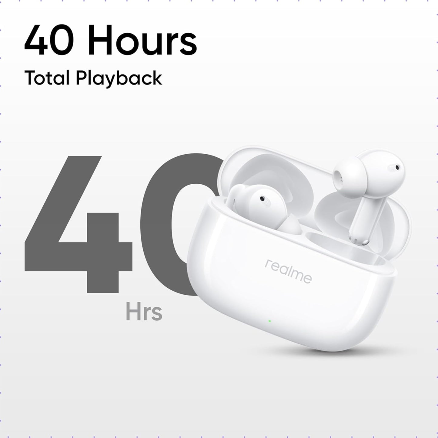 realme Buds T310 Truly Wireless in Ear Earbuds with 46dB Hybrid ANC, 360° Spatial Audio, 12.4mm Dynamic Bass Driver, Upto 40Hrs Battery and Fast Charging (Agile White)