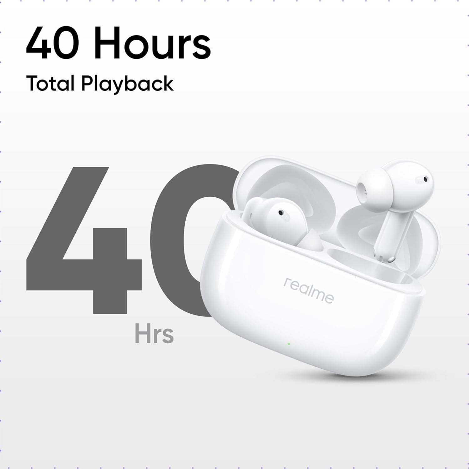 realme Buds T310 Truly Wireless in Ear Earbuds with 46dB Hybrid ANC, 360° Spatial Audio, 12.4mm Dynamic Bass Driver, Upto 40Hrs Battery and Fast Charging (Agile White)