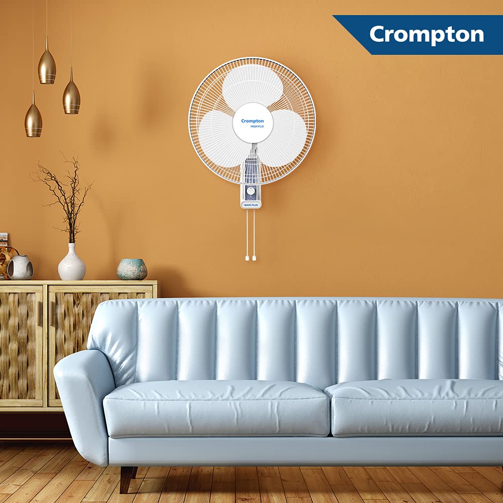 Crompton High Flo Waveplus wall mount fan-KD white