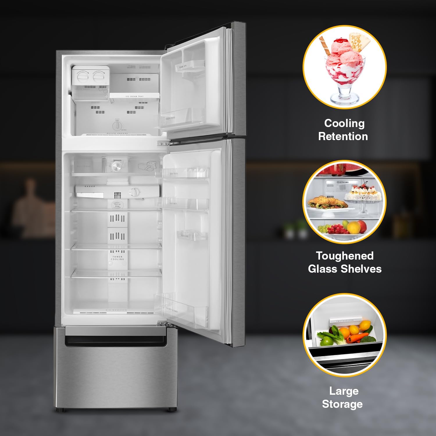 Whirlpool 235 L Frost Free Triple-Door Refrigerator (FP 253D PROTTON ROY RADIANT STEEL(Z) Double Door Refrigerator space)