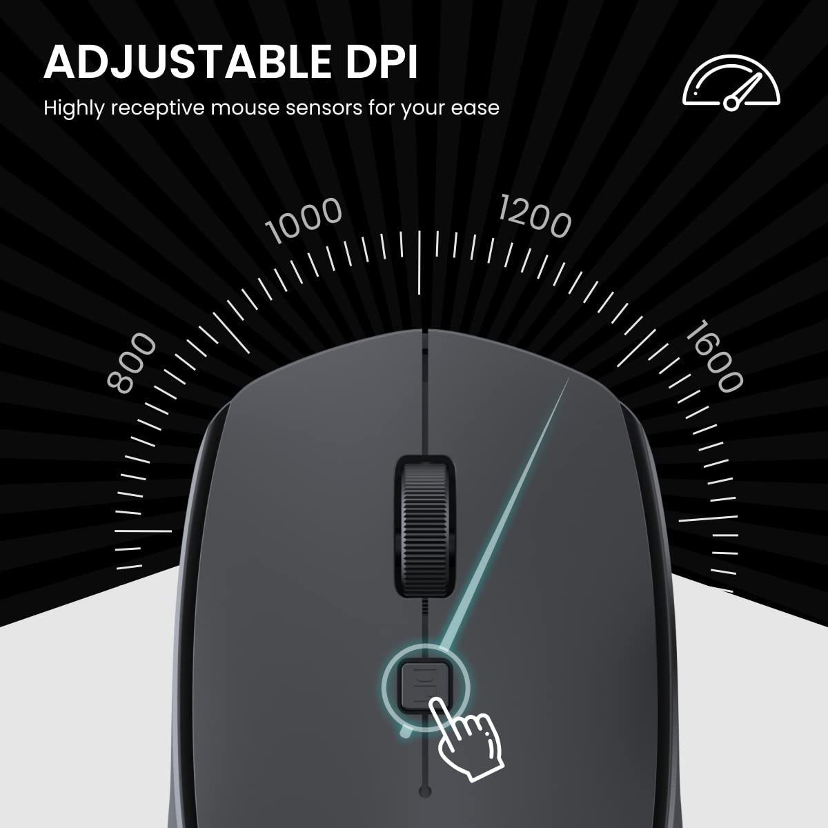 Portronics Toad 23 Wireless Optical Mouse with 2.4GHz, USB Nano Dongle, Optical Orientation, Click Wheel, Adjustable DPI(Black)