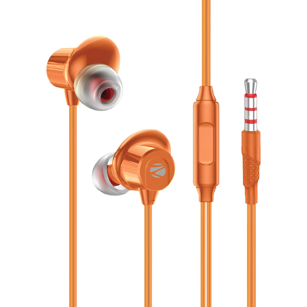 ZEBRONICS Buds 50, 3.5mm, in-Ear, Wired Earphones, in-Line MIC, 10mm Neodymium Bass Drivers, 1.2m Soft Silicon Cable, Magnetic Earbuds, Compatible with Mobile | Tablet | Laptop (Green)