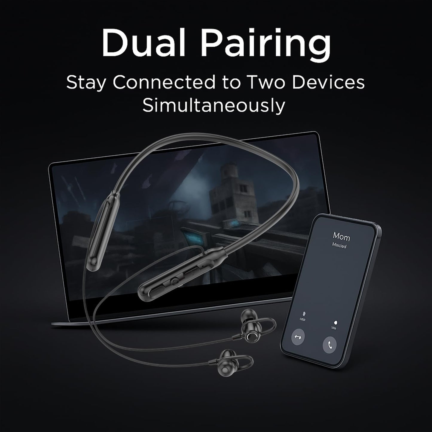 Neckband Bluetooth Earphones with 40H Playtime | Magnetic On/Off | ENC Noise Cancellation | Voice Changer | Deep Bass | Wireless Earbuds for Calling, Music, and Gaming Blue (Black)