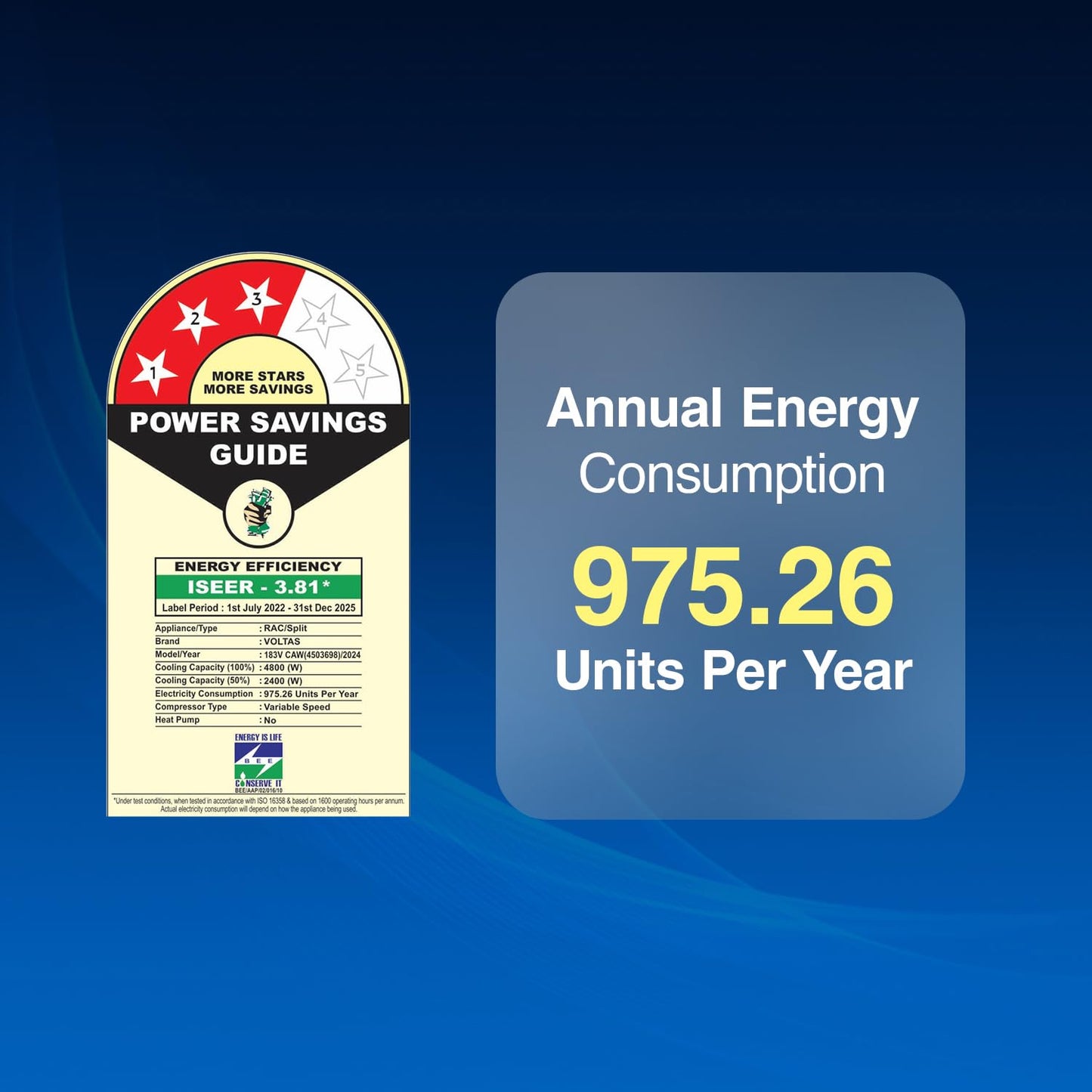 Voltas 1.5 ton 3 Star, Inverter Split AC (Copper, 4-in-1 Adjustable Mode, Anti-dust Filter,183V Vectra CAW, White)