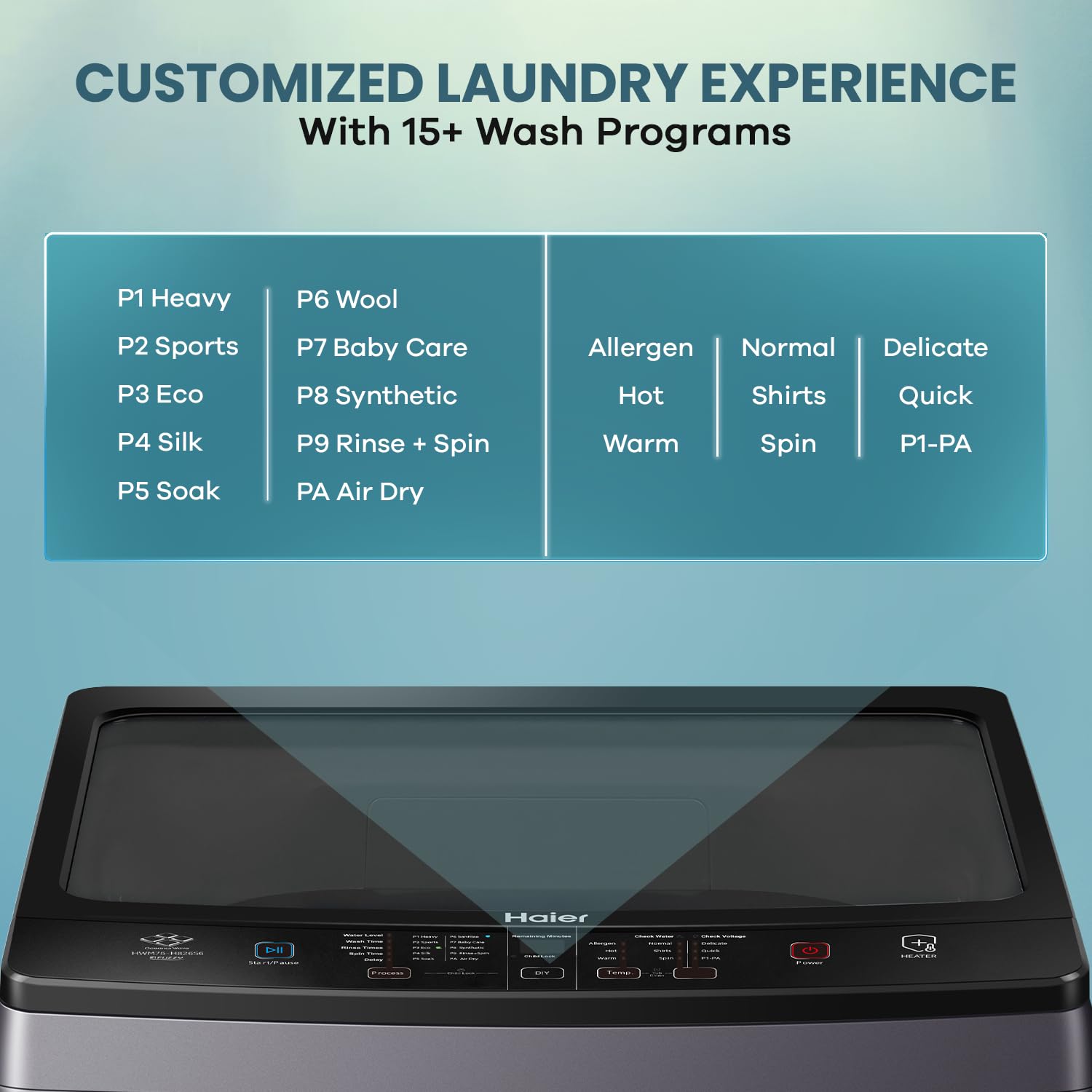 Haier 7.5 Kg 5 star Fully Automatic Top Loading Washing Machine HWM75-H826S6, Starry Silver, Butterfly Shape Heater, Oceanus Wave Drum,Near Zero Pressure, Toughened glass)