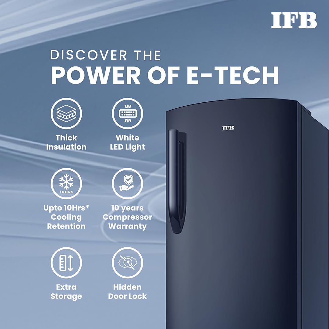 IFB 187L 2 Star Direct-Cool Single Door Refrigerator (IFBDC-2132NCSE, Blue) Extraordinary Storage with Humidity Controller