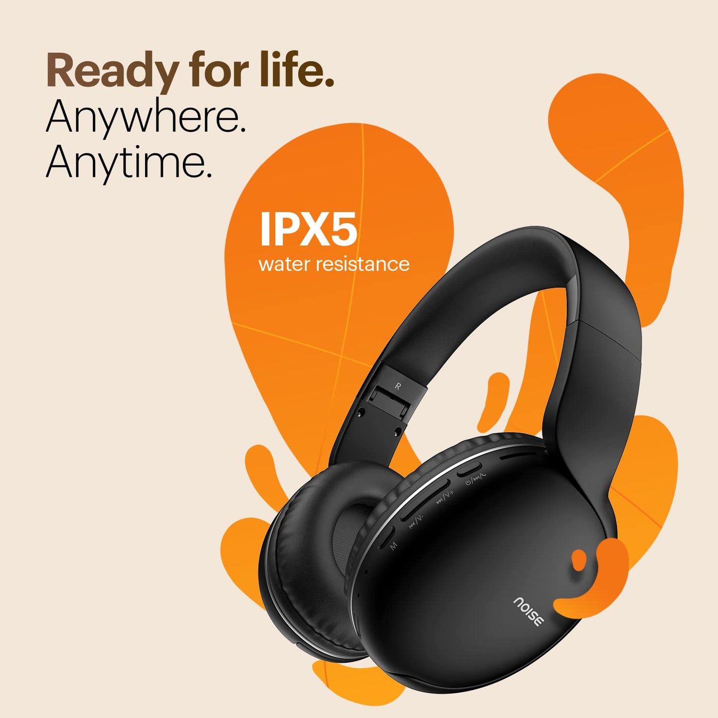 Noise Two Wireless On Ear Headphones with 50 Hours Playtime, Low Latency(up to 40ms), 4 Play Modes, Dual Pairing, BT v5.3 (Bold Black)