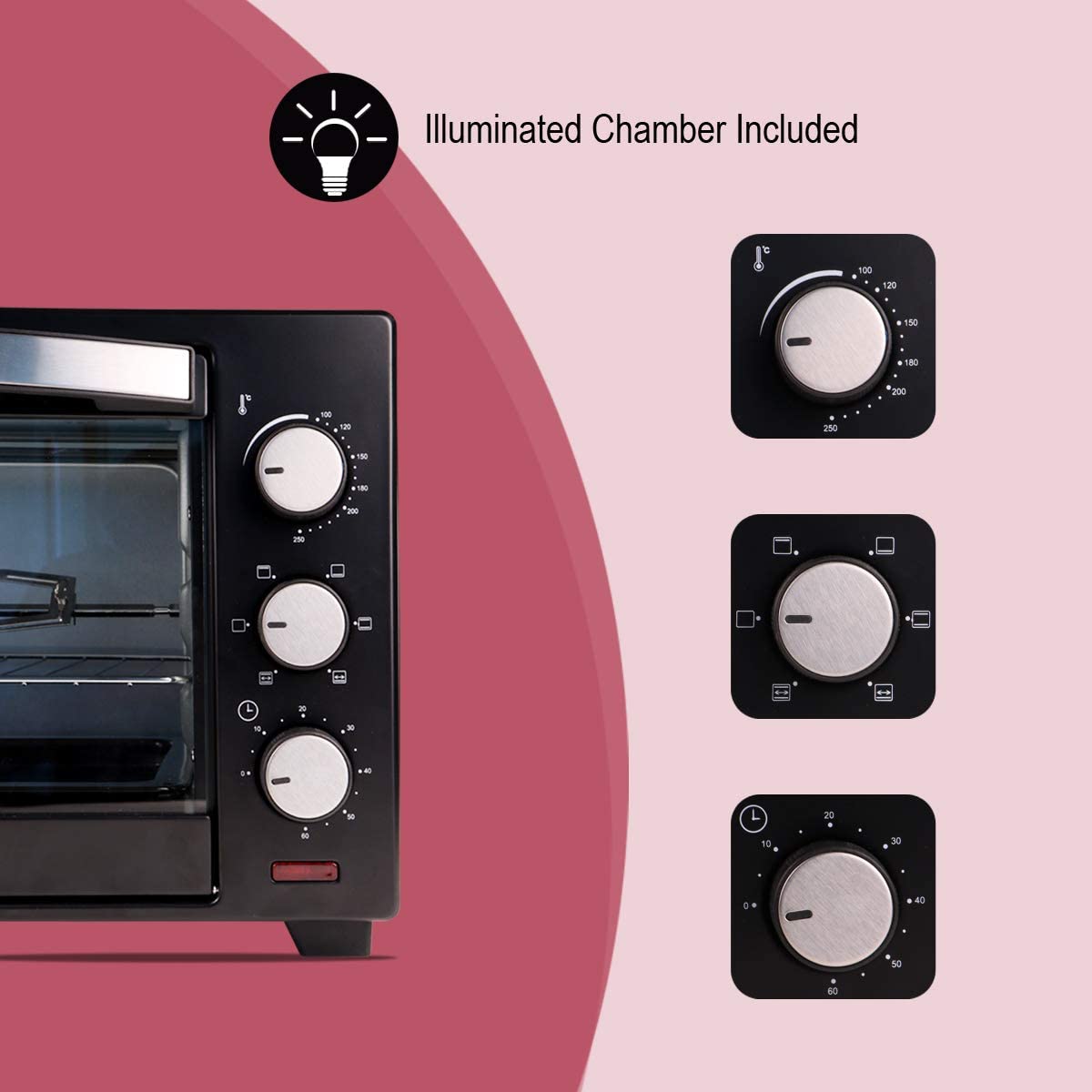 iBELL Ibleo25Lgnew 25 Liters Electric Oven Toaster Grill Otg With Rotisserie, Black, 1600 Watts