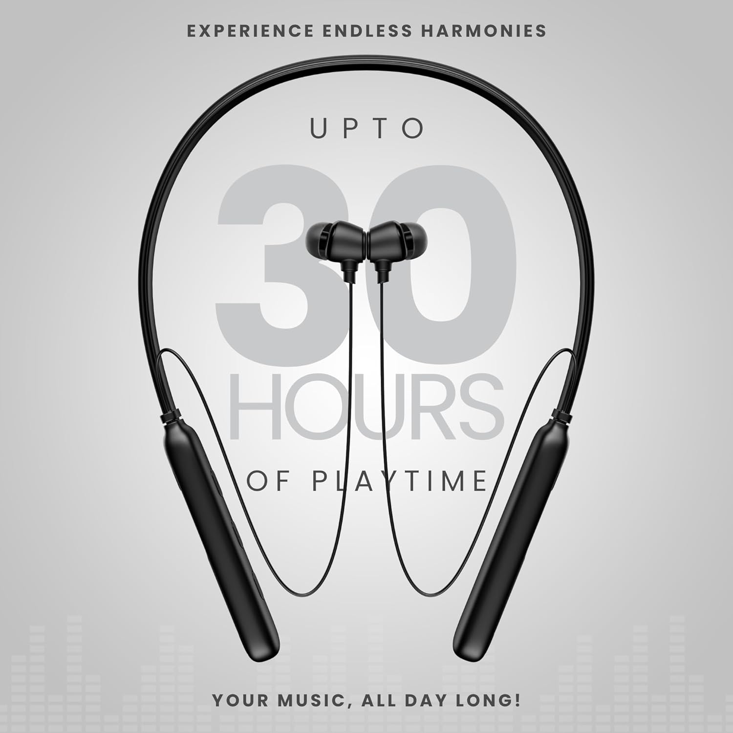 OOGE Tune 8 Neckband Bluetooth Earphones, 30 Hours Playtime, Deep Bass, Type-C Fast Charge, Sweat Resistant, Magnetic Eartips, Sound Pulse Mic (Satin Black)