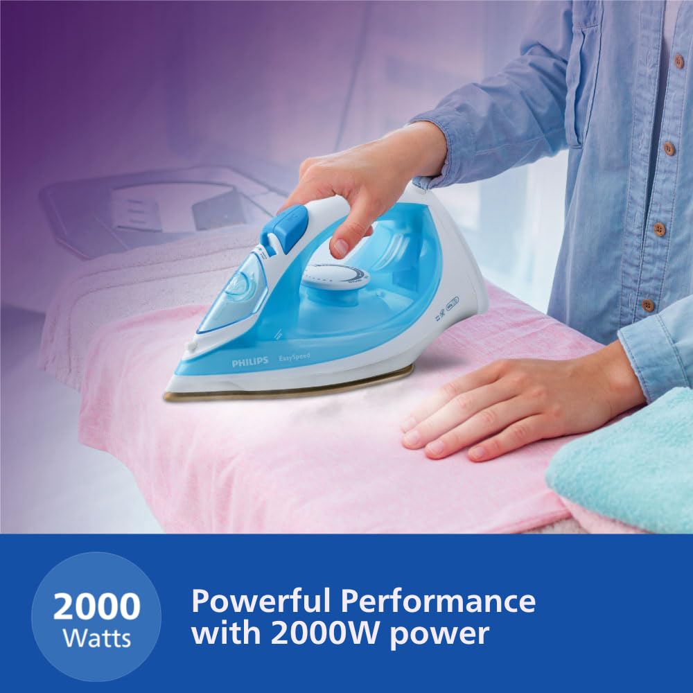 PHILIPS Plastic Steam Iron Gc1028/20 2000 Watts, From World'S No.1 Ironing Brand*, Golden Non-Stick Soleplate, Steam Rate Of Up To 25 G/Min, Drip Stop Technology