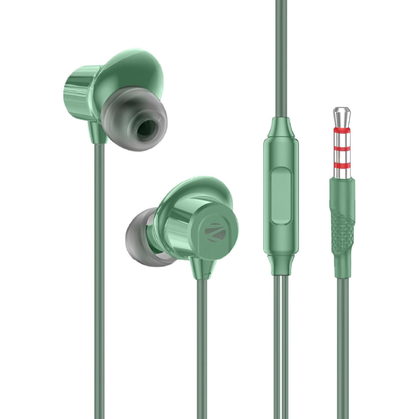 ZEBRONICS Buds 50, 3.5mm, in-Ear, Wired Earphones, in-Line MIC, 10mm Neodymium Bass Drivers, 1.2m Soft Silicon Cable, Magnetic Earbuds, Compatible with Mobile | Tablet | Laptop (Green)