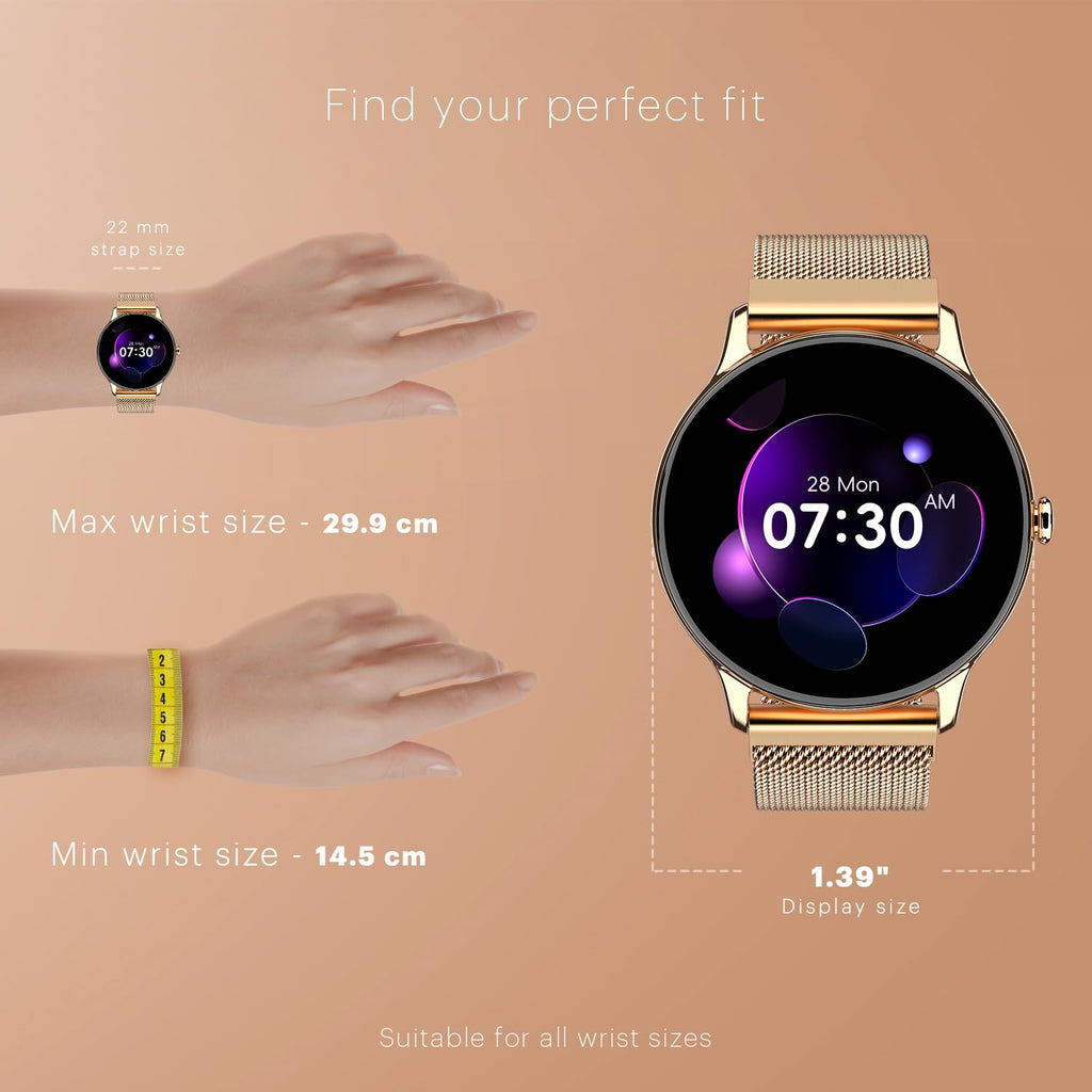 Noise Twist Go Round dial Smartwatch with BT Calling, 1.39" Display, Metal Build, 100+ Watch Faces, IP68, Sleep Tracking, 100+ Sports Modes, 24/7 Heart Rate Monitoring (Gold Link)